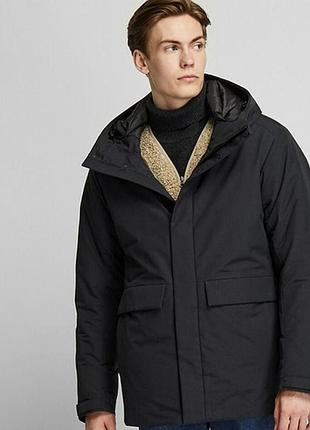 Чоловічий пуховик-парка uniqlo hybrid down чорний