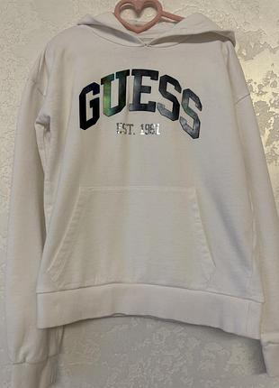 Худі guess біле з капюшоном та написом