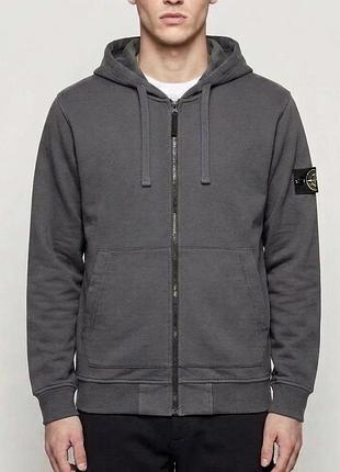 Чоловіче худі stone island на блискавці, сіре