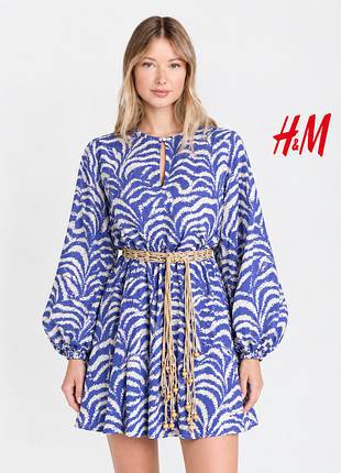 H&m яскрава літня коротка пишна сукня з обʼємними рукавами