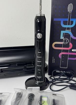 Електрична звукова зубна щітка jtf smart sonic p200 (чорна, дорожній футляр + 5 насадок)