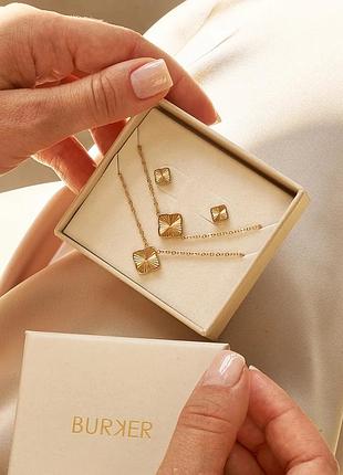 Комплект прикрас жіночий burker flora gold set золотистий