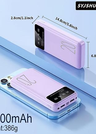 Повербанк 20000 mah, 5v/2a, 2 usb, type-c/micro usb, 2 led ліхтарі