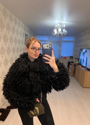 Жіночий полушубок pretty little thing чорний розмір l коротка шуба