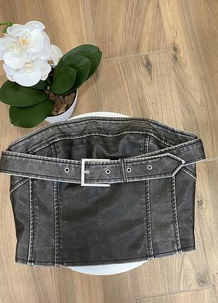 🖤стильный топ-бандо с эффектом варенки и ремнем от soya fashion🖤