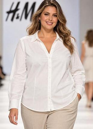 Блуза жіноча h&m біла l - xl з бавовни