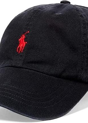 Кепка бейсболка polo із червоною вишивкою чорна