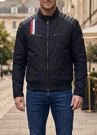 Куртка премиум-коллаборация hackett london x aston martin racing | эксклюзивная ветровка с кожанными вставками xxl