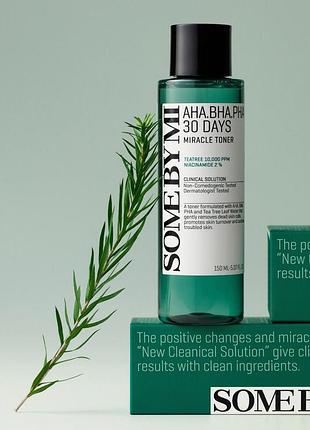 Тонік для обличчя кислотний для проблемної шкіри some by mi aha-bha-pha 30 days miracle toner, 150 мл