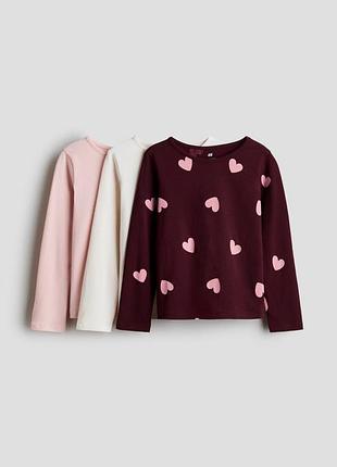 Лонгслив h&amp;m для девочки, розовый лонгслив, футболка с длинным рукавом, реглан для девочки