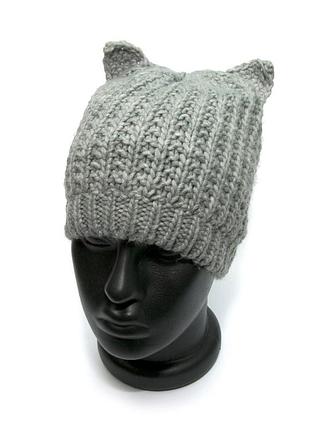 Детская шапка zara серая с ушками 1323-749-812