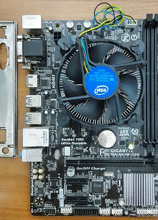 Комплект 1150 сокет gigabyte ga-h81m-s2h + intel core i3-4150 + кулер тест ок