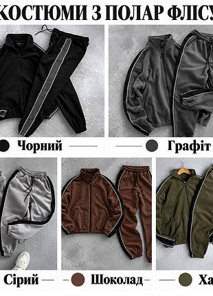 Теплий чоловічий флісовий костюм кофта та штани