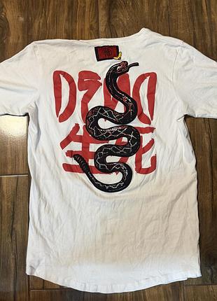 Чоловіча футболка taboo venomous oversized white m — об’ємний принт і вишивка, біло-червона