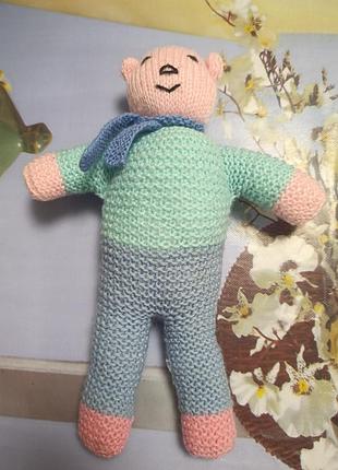 М'яка іграшка, новий в'язаний ведмедик ручної роботи, 32 см (handmade)