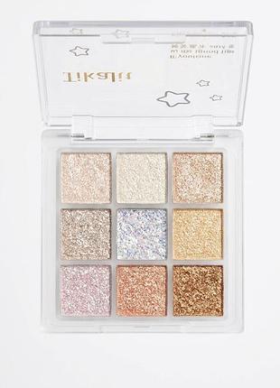 Палетка сияющих теней и глиттеров dikalu blooming eyeshadow