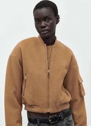 Куртка жіноча zara бомбер тепла бежева