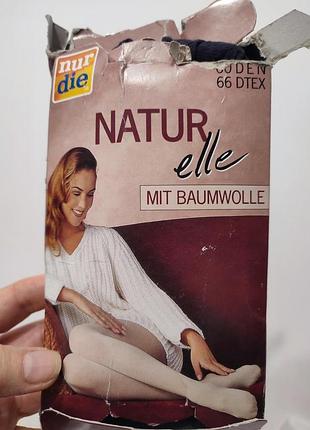Новые винтажные немецкие хлопковые колготки nur die natur elle, размер 36-40 (s-m)