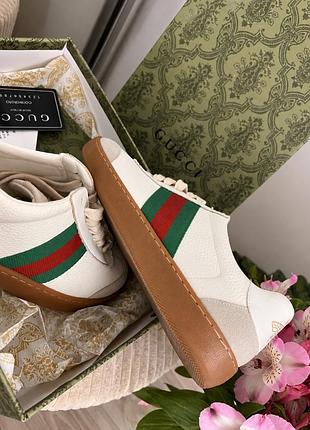 Кеди жіночі gucci шкіряні білі