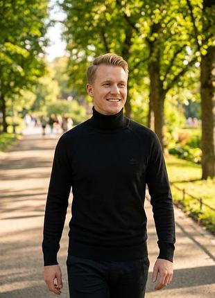 Чорний чоловічий гольф / водолазка esprit (xxl / 3xl) з вишитим логотипом