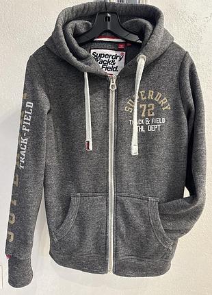 Спортивна кофта жіноча superdry сіра з капюшоном