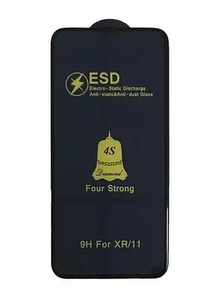 Захисне скло esd 4s (anti-static) for iphone xr/ 11 чорне тех. пак.
