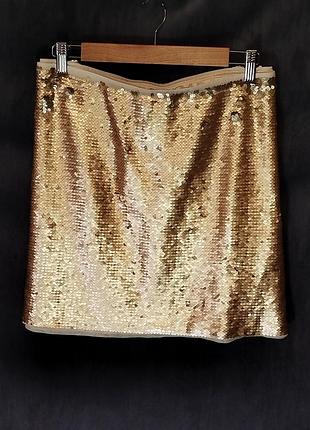 H&m. золотиста міні спідниця у паєтках. xxl.