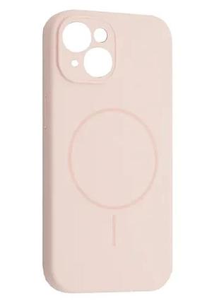 Чохол silicone case full camera fine ring magsafe for iphone 13 pink