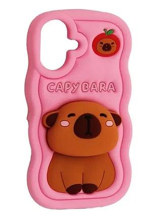 Чохол capybara for iphone 16 pink
