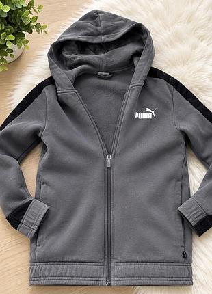 Кофта puma сіра на змійці з капюшоном