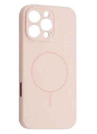 Чохол silicone case full camera fine ring magsafe for iphone 16 pro max pink