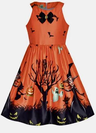 Сукня яскраво-помаранчева на геловін  halloween модель бренду sunny fashion