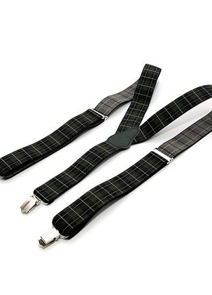 Подтяжки gofin темно-зеленые в клетку y образные 3,5 см pbm-19032