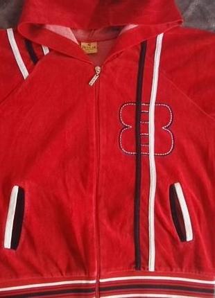 Спортивная велюровая красная женская кофта,размер l (46-48размер) от birlik6 фото