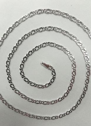 Серебряная цепочка плетение птичий глаз покрытая родием