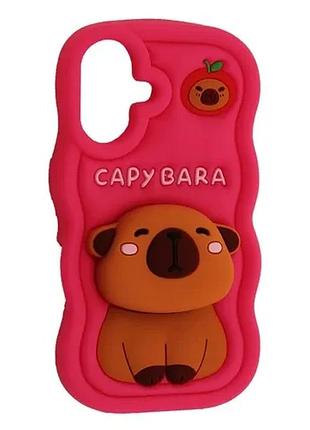 Чохол capybara for iphone 16 hot pink
