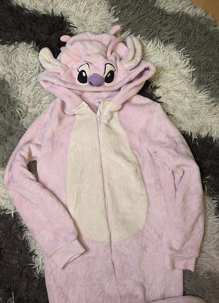 Піжама кігурумі для підлітків primark disney енджел (стіч) флісова рожева