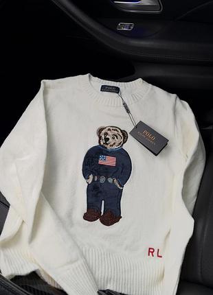 Светр polo ralph lauren з принтом polo bear білий
