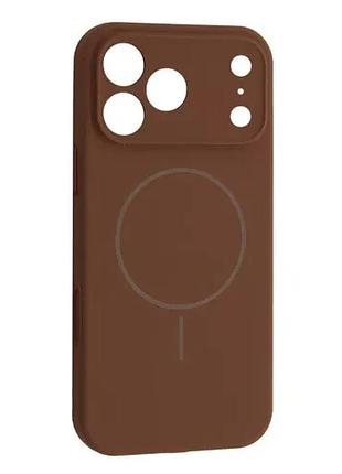 Чохол silicone case full camera fine ring magsafe for iphone 17 pro/18 pro new brown