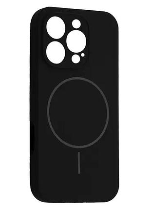 Чохол silicone case full camera fine ring magsafe for iphone 16 pro black