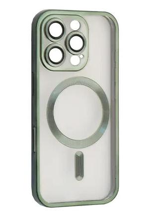 Чохол shining camera magsafe for iphone 16 pro max dark green