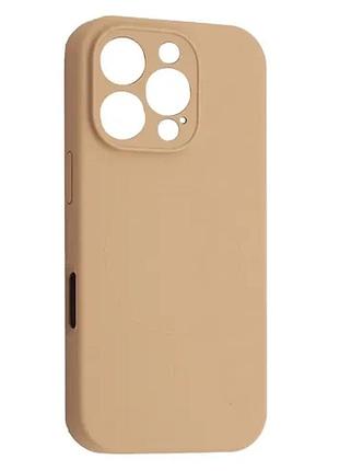 Чохол silicone case full camera fine ring magsafe for iphone 16 pro max desert gold
