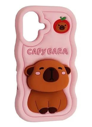 Чохол capybara for iphone 16 light pink