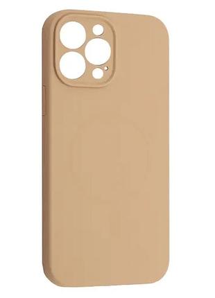 Чохол silicone case full camera fine ring magsafe for iphone 13 pro desert gold