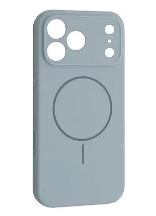 Чохол silicone case full camera fine ring magsafe for iphone 17 pro max/18 pro max new sky blue
