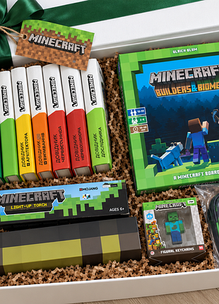 Подарочный набор minecraft 🎁 7 книг, настольная игра, факел светильник и аксессуары