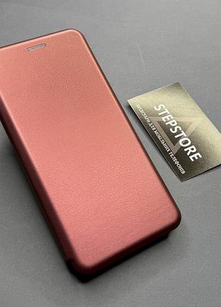 Чехол книжка кожаная для samsung a27 5g магнитная с подставкой визитницей противоударная бордовый