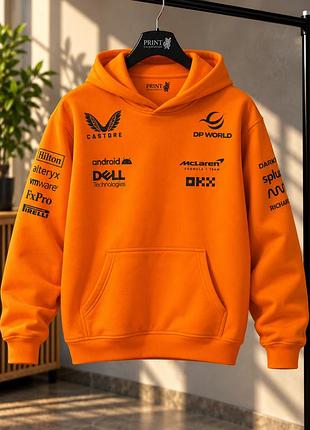 Детское худи mclaren formula 1 team оранжевое с логотипами, кофта с капюшоном для детей в стиле формулы-1 140