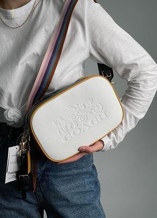 Сумка coach jes convertible belt bag in colorblock  white/beige/gold