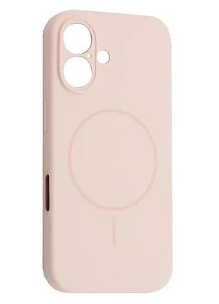 Чохол silicone case full camera fine ring magsafe for iphone 16 pink
